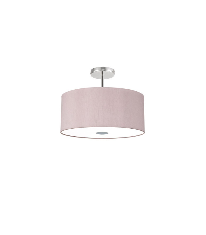 Baymont Polished Chrome 5 Light E27 Drop Flush With 40cm x 18cm Dual Faux Silk Shade Taupe/Halo Gold-4