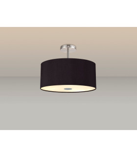 Baymont Polished Chrome 5 Light E27 Drop Flush With 40cm x 18cm Dual Faux Silk Shade Black/Green Olive-2