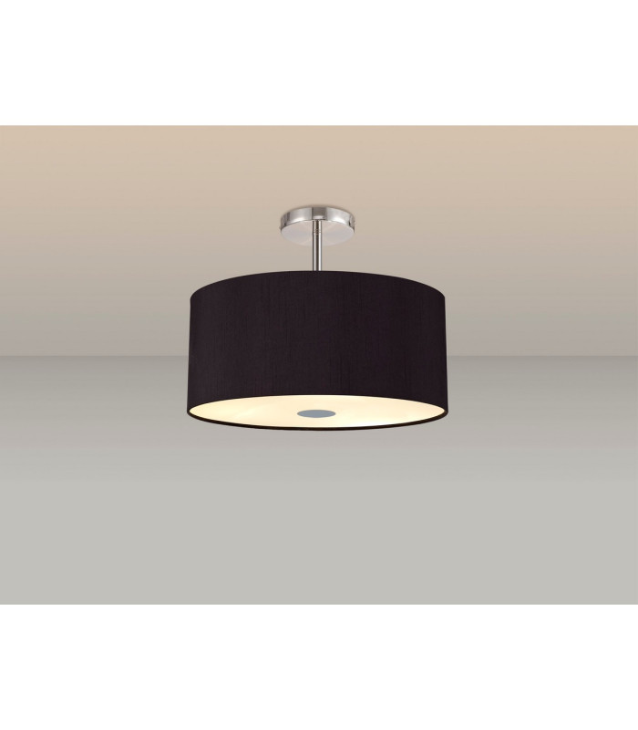 Baymont Polished Chrome 5 Light E27 Drop Flush With 40cm x 18cm Dual Faux Silk Shade Black/Green Olive-2