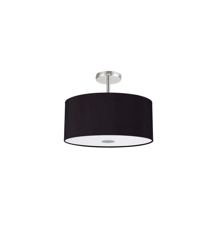 Baymont Polished Chrome 5 Light E27 Drop Flush With 40cm x 18cm Dual Faux Silk Shade Black/Green Olive-4