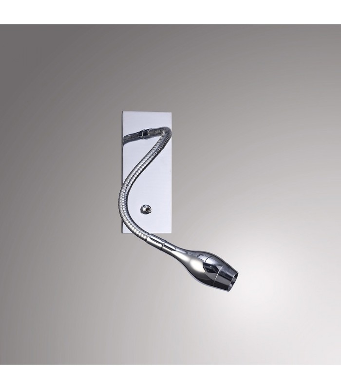 LED Oval Head Wall Reading Lamp with Flexible Arm, Switch On Base, Polished Chrome - 10