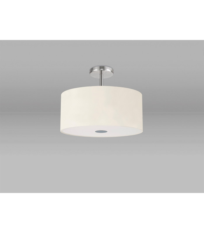 Baymont Polished Chrome 5 Light E27 Drop Flush With 40cm x 18cm Faux Silk Shade Ivory Pearl/White Laminate-13