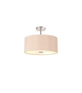 Baymont Polished Chrome 5 Light E27 Drop Flush With 40cm x 18cm Dual Faux Silk Shade Antique Gold/Ruby-1
