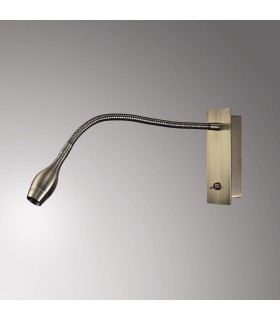 LED Oval Head Wall Reading Lamp with Flexible Arm, Switch On Base, Antique Brass - 2