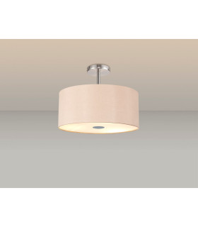Baymont Polished Chrome 5 Light E27 Drop Flush With 40cm x 18cm Dual Faux Silk Shade Antique Gold/Ruby-2