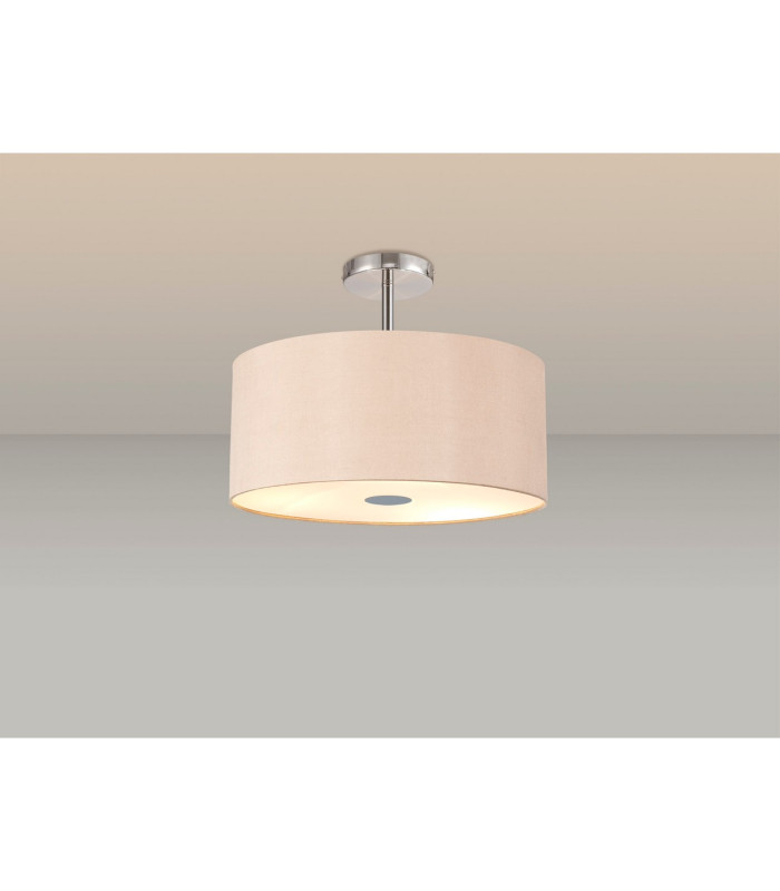 Baymont Polished Chrome 5 Light E27 Drop Flush With 40cm x 18cm Dual Faux Silk Shade Antique Gold/Ruby-2