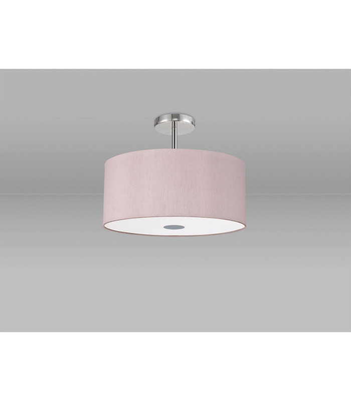 Baymont Polished Chrome 5 Light E27 Drop Flush With 40cm x 18cm Dual Faux Silk Shade Taupe/Halo Gold-13