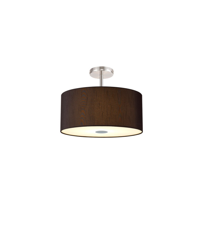 Baymont Polished Chrome 5 Light E27 Drop Flush With 40cm x 18cm Faux Silk Shade Black/White Laminate-1
