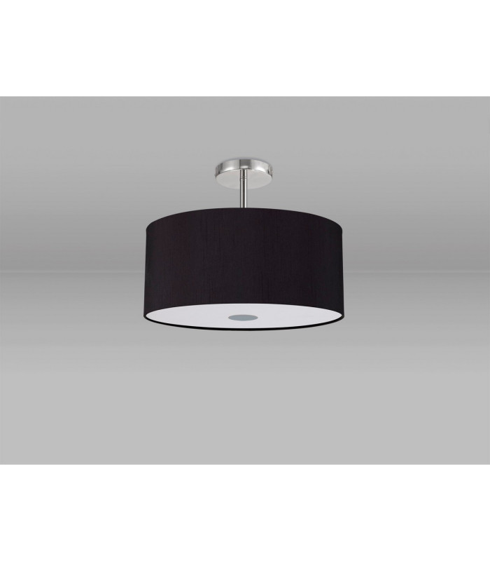 Baymont Polished Chrome 5 Light E27 Drop Flush With 40cm x 18cm Dual Faux Silk Shade Black/Green Olive-13