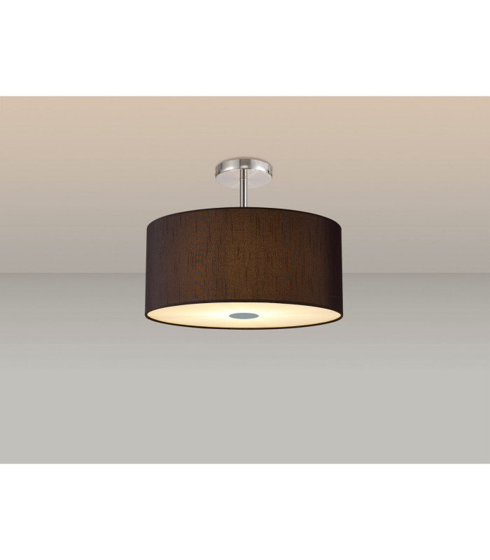 Baymont Polished Chrome 5 Light E27 Drop Flush With 40cm x 18cm Faux Silk Shade Black/White Laminate-2