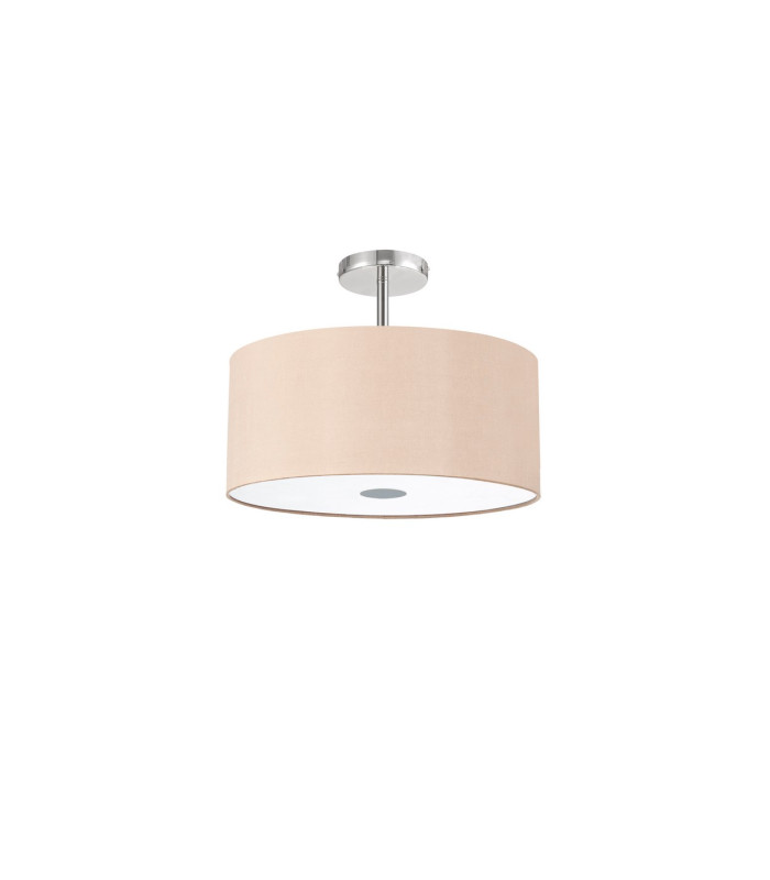 Baymont Polished Chrome 5 Light E27 Drop Flush With 40cm x 18cm Dual Faux Silk Shade Antique Gold/Ruby-4