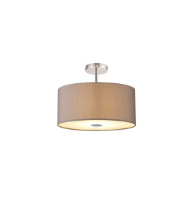 Baymont Polished Chrome 5 Light E27 Drop Flush With 40cm x 18cm Faux Silk Shade Grey/White Laminate-1
