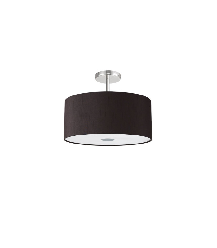 Baymont Polished Chrome 5 Light E27 Drop Flush With 40cm x 18cm Faux Silk Shade Black/White Laminate-4