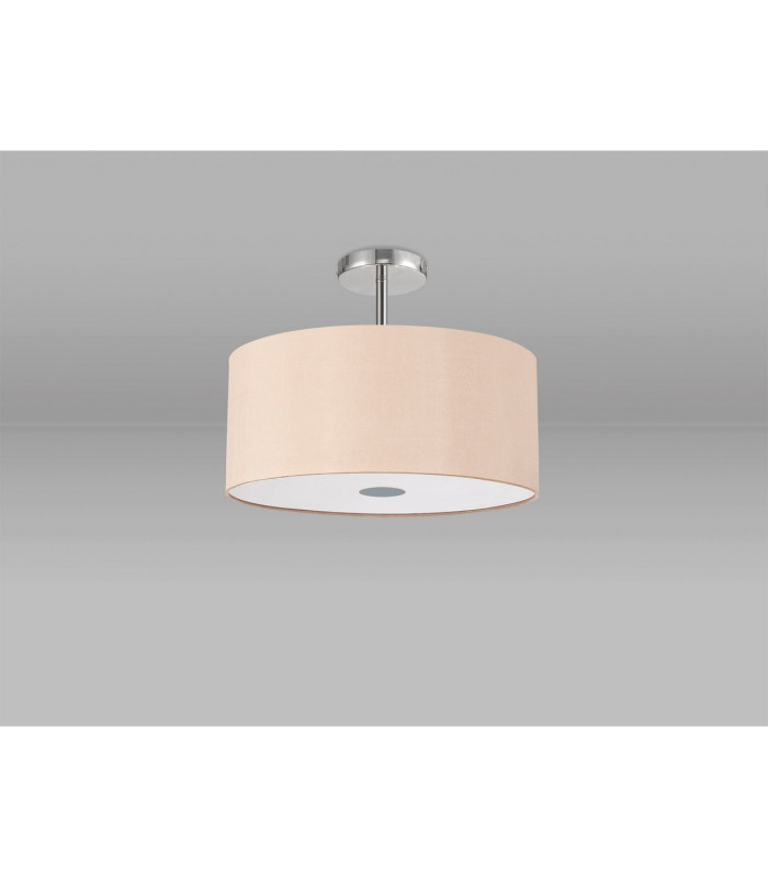 Baymont Polished Chrome 5 Light E27 Drop Flush With 40cm x 18cm Dual Faux Silk Shade Antique Gold/Ruby-13