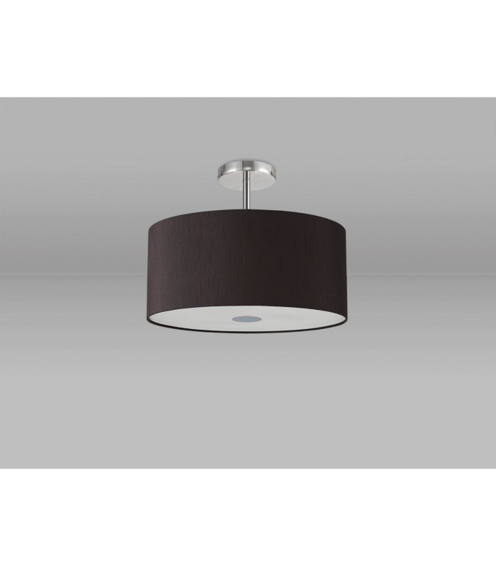 Baymont Polished Chrome 5 Light E27 Drop Flush With 40cm x 18cm Faux Silk Shade Black/White Laminate-13