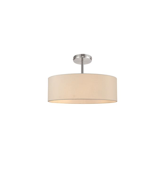 Baymont Polished Chrome 5 Light E27 Drop Flush With 45cm x 15cm Faux Silk Shade Ivory Pearl/White Laminate-1