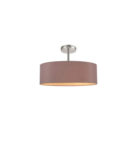 Baymont Polished Chrome 5 Light E27 Drop Flush With 45cm x 15cm Dual Faux Silk Shade Taupe/Halo Gold-1