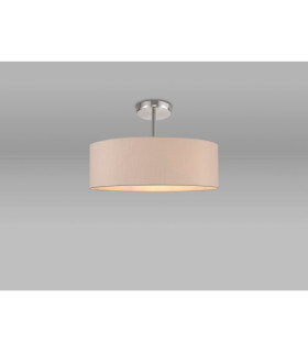 Baymont Polished Chrome 5 Light E27 Drop Flush With 45cm x 15cm Dual Faux Silk Shade Nude Beige/Moonlight-2