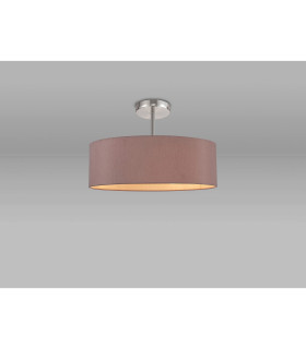 Baymont Polished Chrome 5 Light E27 Drop Flush With 45cm x 15cm Dual Faux Silk Shade Taupe/Halo Gold-2
