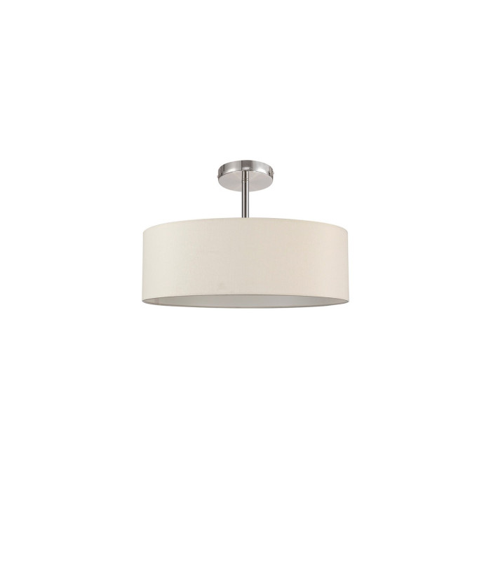 Baymont Polished Chrome 5 Light E27 Drop Flush With 45cm x 15cm Faux Silk Shade Ivory Pearl/White Laminate-4