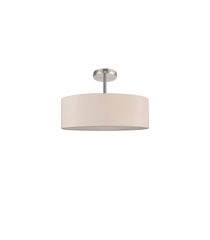 Baymont Polished Chrome 5 Light E27 Drop Flush With 45cm x 15cm Dual Faux Silk Shade Nude Beige/Moonlight-4