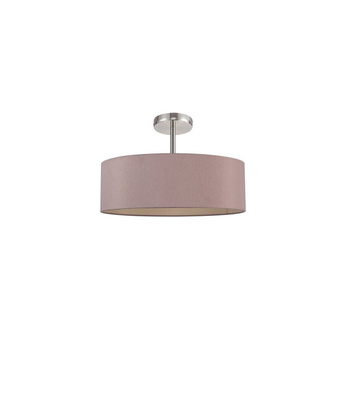 Baymont Polished Chrome 5 Light E27 Drop Flush With 45cm x 15cm Dual Faux Silk Shade Taupe/Halo Gold-4