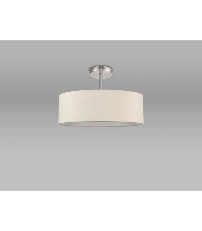 Baymont Polished Chrome 5 Light E27 Drop Flush With 45cm x 15cm Faux Silk Shade Ivory Pearl/White Laminate-11