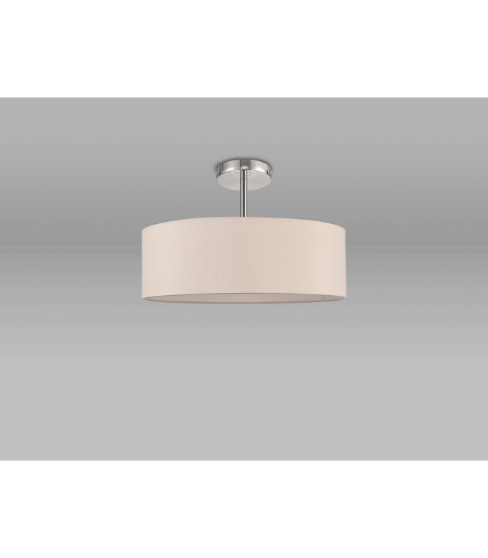 Baymont Polished Chrome 5 Light E27 Drop Flush With 45cm x 15cm Dual Faux Silk Shade Nude Beige/Moonlight-11