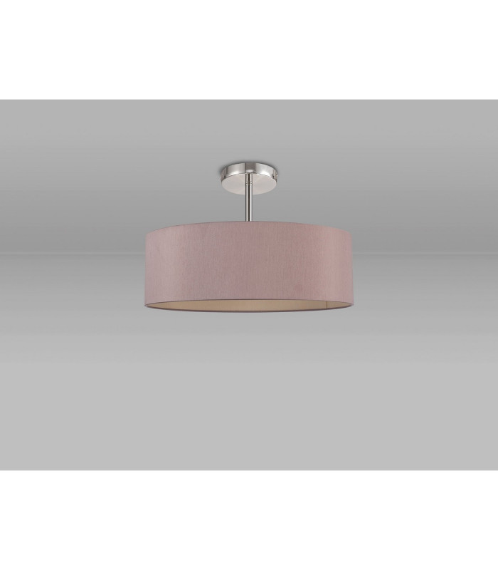 Baymont Polished Chrome 5 Light E27 Drop Flush With 45cm x 15cm Dual Faux Silk Shade Taupe/Halo Gold-11