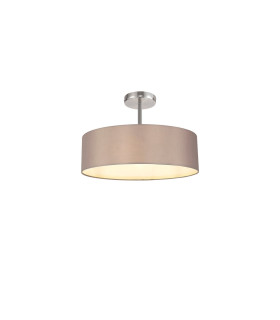 Baymont Polished Chrome 5 Light E27 Drop Flush With 45cm x 15cm Faux Silk Shade Grey-1