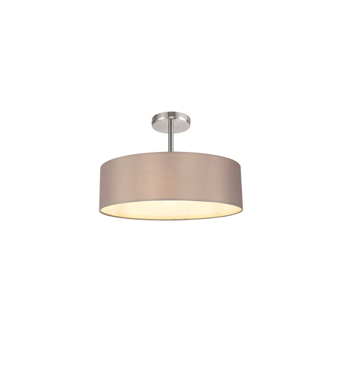 Baymont Polished Chrome 5 Light E27 Drop Flush With 45cm x 15cm Faux Silk Shade Grey-1