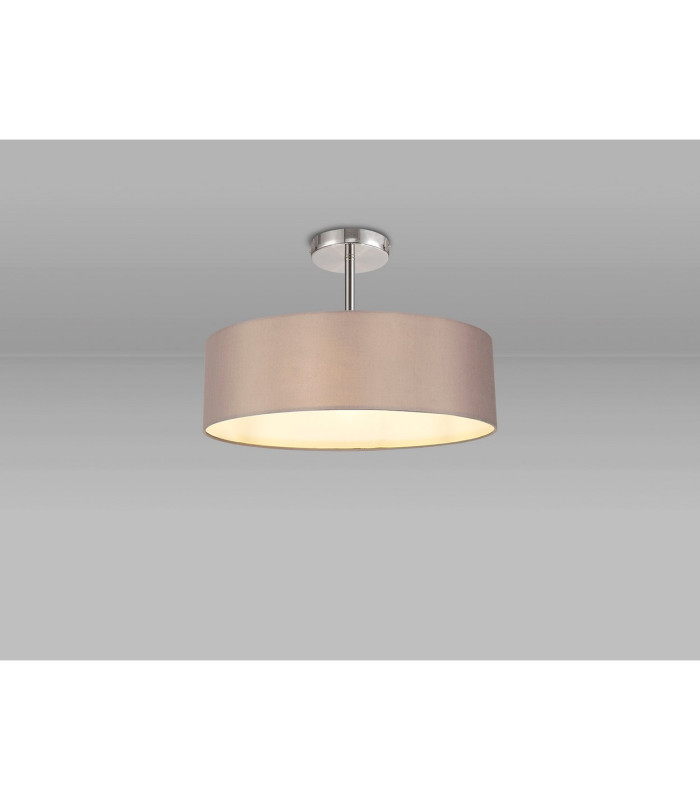 Baymont Polished Chrome 5 Light E27 Drop Flush With 45cm x 15cm Faux Silk Shade Grey-2