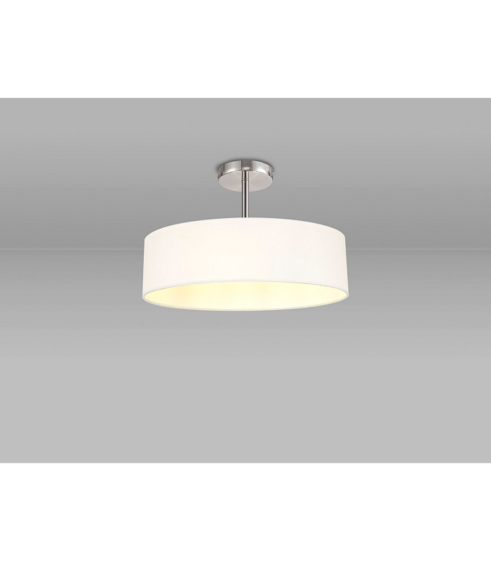 Baymont Polished Chrome 5 Light E27 Drop Flush With 45cm x 15cm Faux Silk Shade White-2