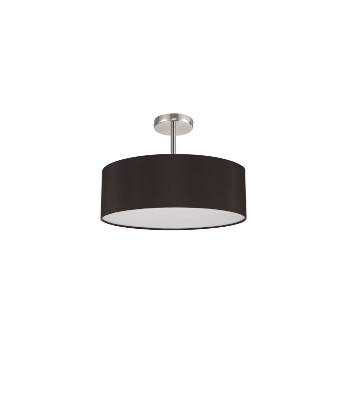 Baymont Polished Chrome 5 Light E27 Drop Flush With 45cm x 15cm Faux Silk Shade Black-4