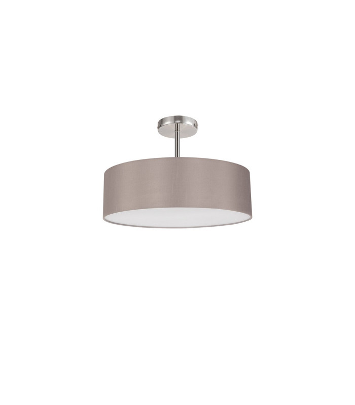 Baymont Polished Chrome 5 Light E27 Drop Flush With 45cm x 15cm Faux Silk Shade Grey-4