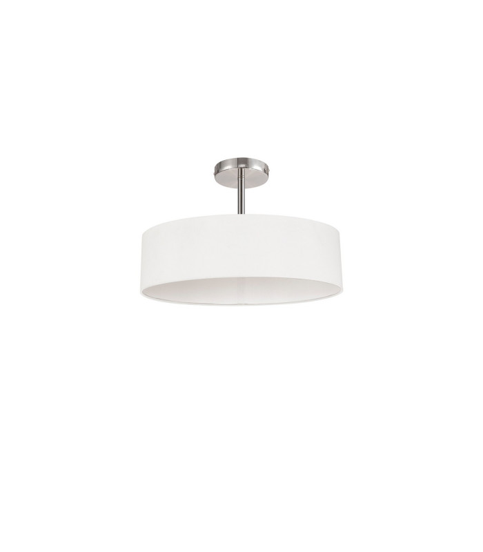 Baymont Polished Chrome 5 Light E27 Drop Flush With 45cm x 15cm Faux Silk Shade White-4