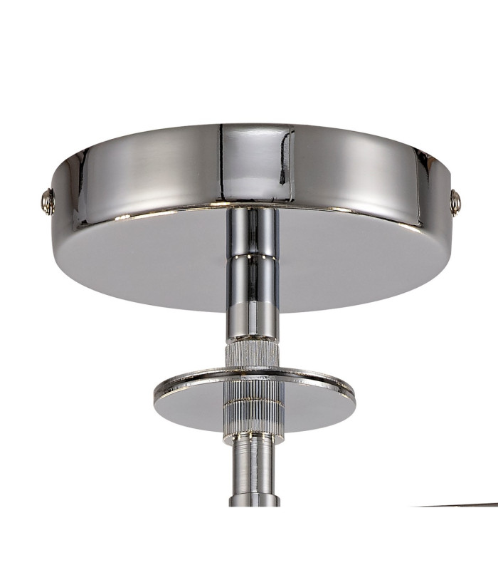 Baymont Polished Chrome 5 Light E27 Drop Flush With 45cm x 15cm Faux Silk Shade White-6