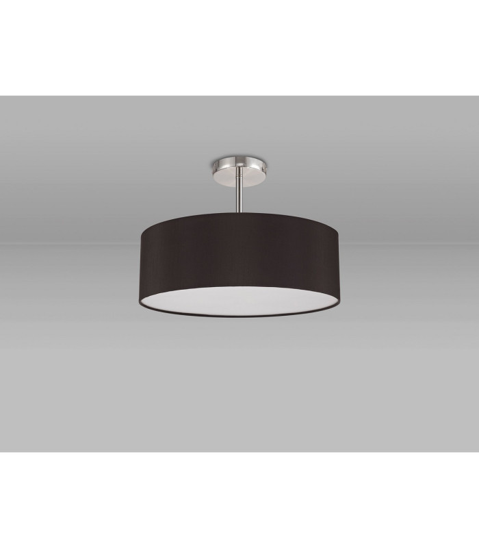 Baymont Polished Chrome 5 Light E27 Drop Flush With 45cm x 15cm Faux Silk Shade Black-11