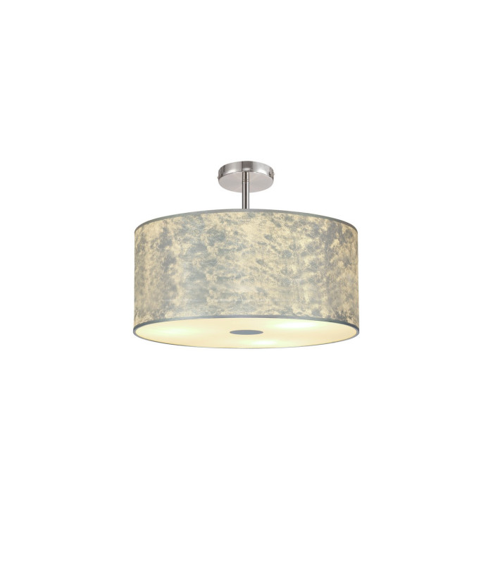 Baymont Polished Chrome 5 Light E27 Drop Flush With 50cm x 20cm Silver Leaf Shade-1