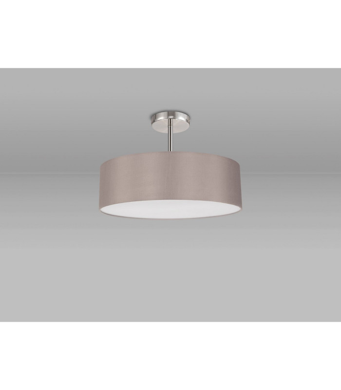 Baymont Polished Chrome 5 Light E27 Drop Flush With 45cm x 15cm Faux Silk Shade Grey-11