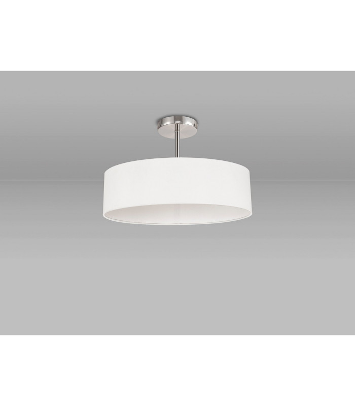 Baymont Polished Chrome 5 Light E27 Drop Flush With 45cm x 15cm Faux Silk Shade White-11