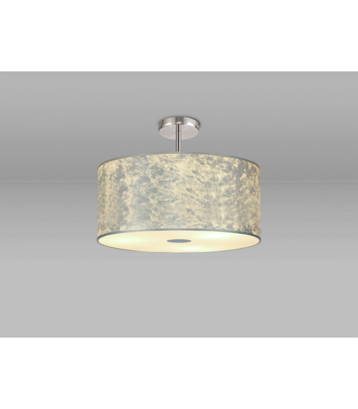 Baymont Polished Chrome 5 Light E27 Drop Flush With 50cm x 20cm Silver Leaf Shade-2