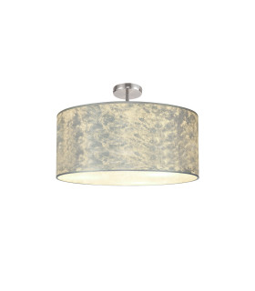 Baymont Polished Chrome 5 Light E27 Drop Flush With 60cm x 22cm Silver Leaf Shade-1