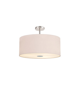 Baymont Polished Chrome 5 Light E27 Drop Flush With 60cm x 22cm Dual Faux Silk Shade Nude Beige/Moonlight-1