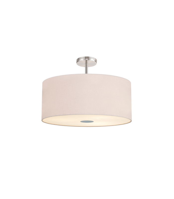 Baymont Polished Chrome 5 Light E27 Drop Flush With 60cm x 22cm Dual Faux Silk Shade Nude Beige/Moonlight-1