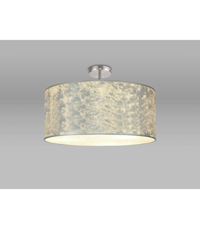 Baymont Polished Chrome 5 Light E27 Drop Flush With 60cm x 22cm Silver Leaf Shade-2