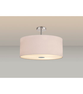 Baymont Polished Chrome 5 Light E27 Drop Flush With 60cm x 22cm Dual Faux Silk Shade Nude Beige/Moonlight-2