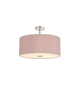 Baymont Polished Chrome 5 Light E27 Drop Flush With 60cm x 22cm Dual Faux Silk Shade Taupe/Halo Gold-1