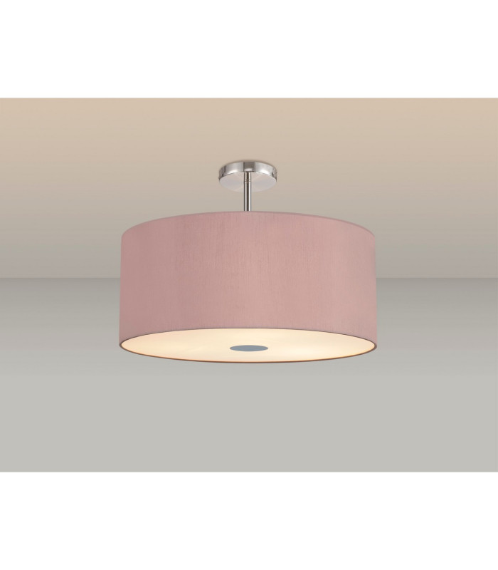 Baymont Polished Chrome 5 Light E27 Drop Flush With 60cm x 22cm Dual Faux Silk Shade Taupe/Halo Gold-2