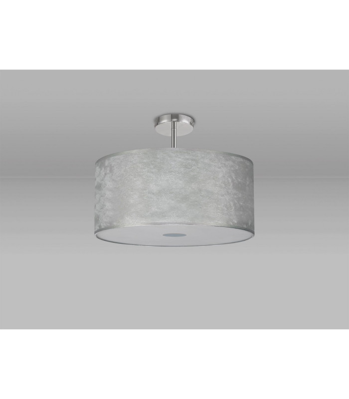 Baymont Polished Chrome 5 Light E27 Drop Flush With 50cm x 20cm Silver Leaf Shade-13